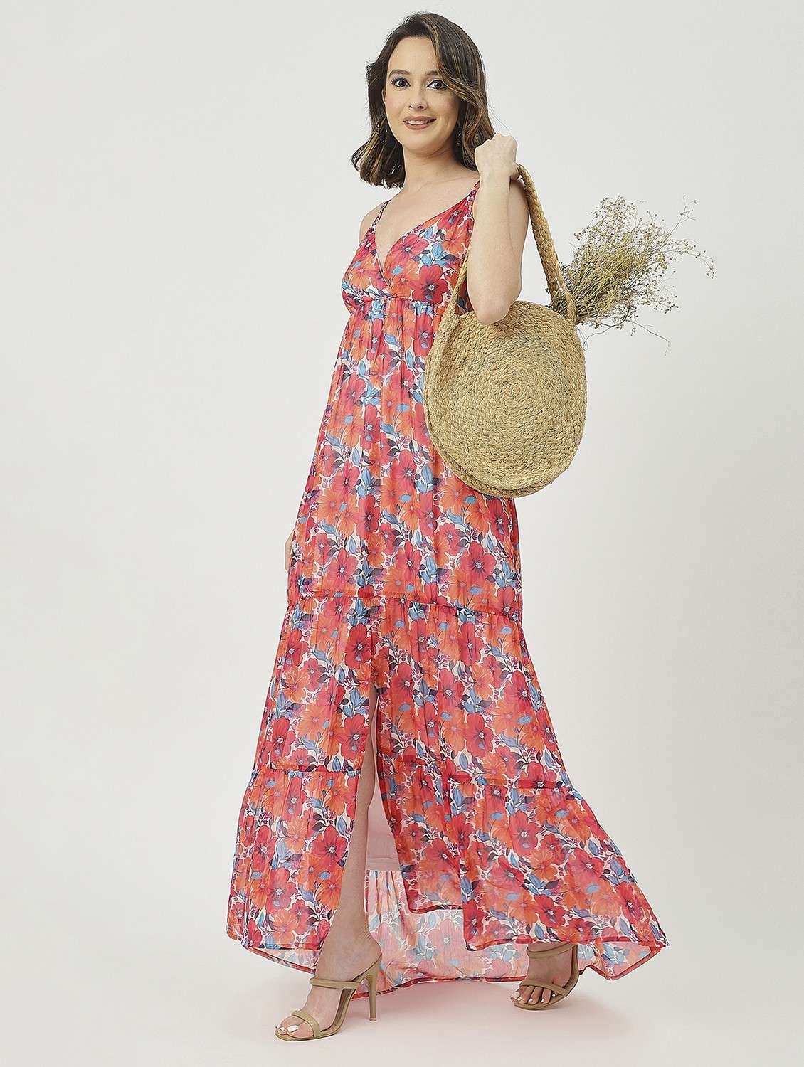 women multicolored floral printed fit & flare dress - 20825801 -  Standard Image - 2