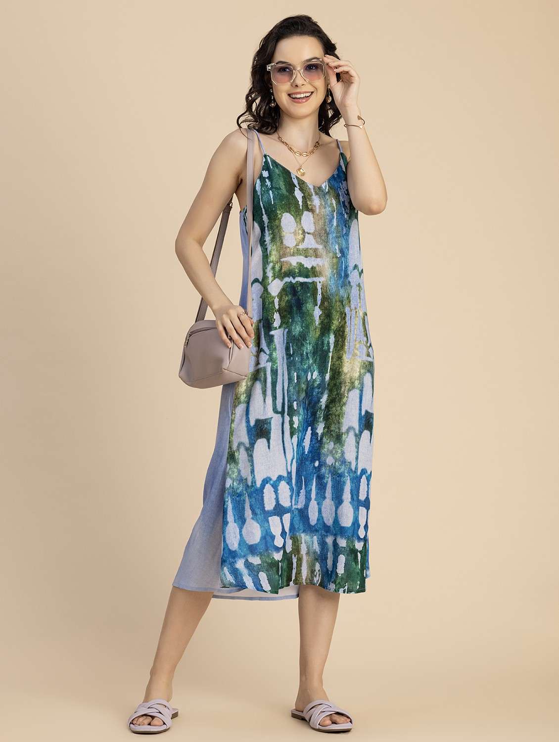 women blue tie & dye a-line dress - 20825806 -  Standard Image - 2
