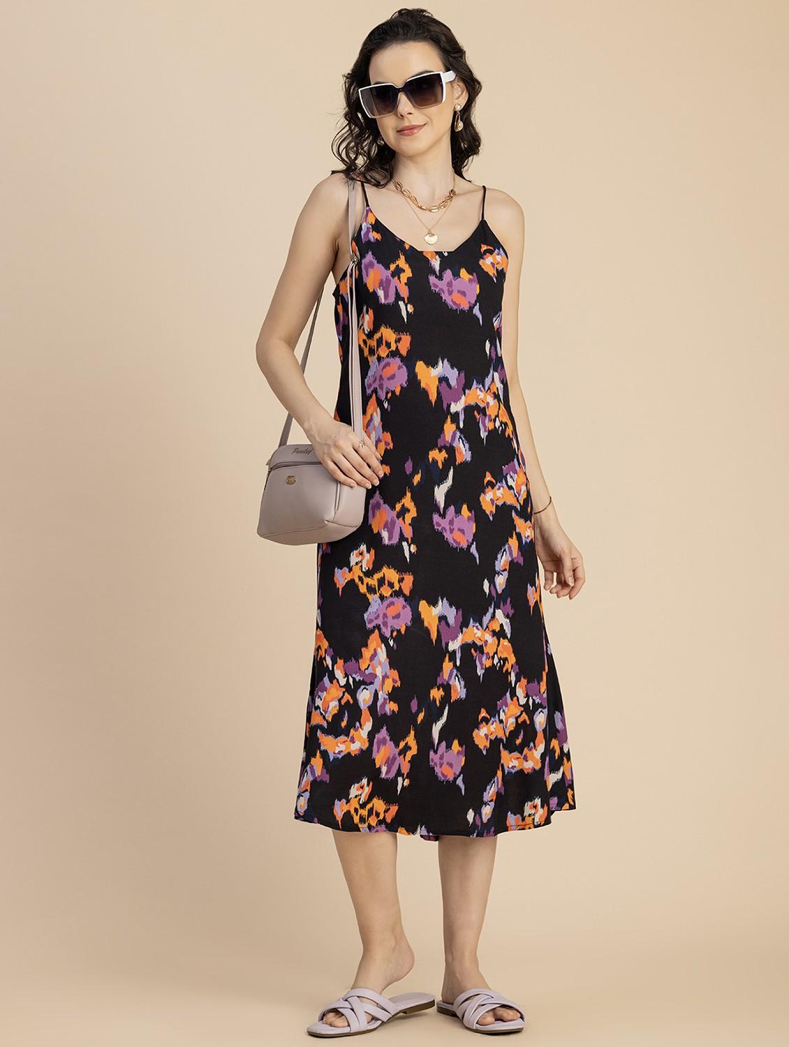 women black abstract a-line dress - 20825808 - Standard Image - 2