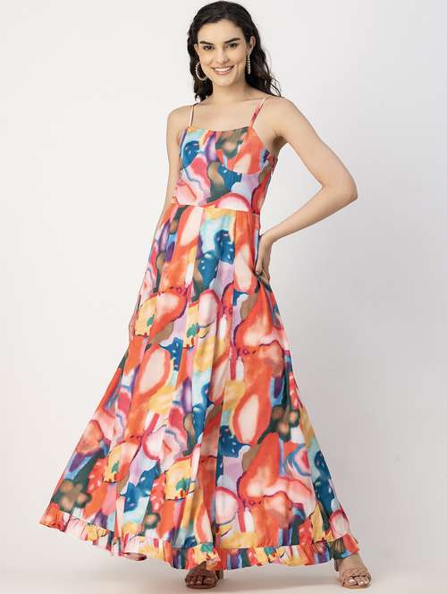 multi coloured printed detailed maxi dress - 20825810 -  Standard Image - 0