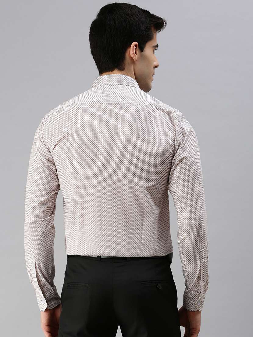 beige cotton blend printed casual shirt - 20827317 - Standard Image - 2
