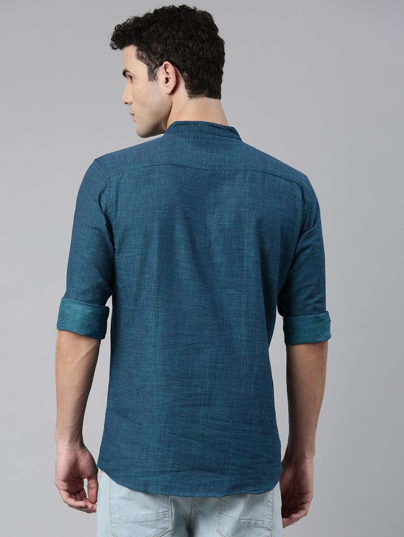 teal mandarin neck short kurta - 20827401 - Standard Image - 2