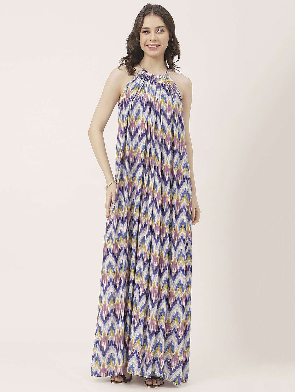 women multicolored ikat printed a-line dress