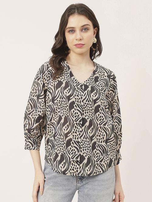black cotton printed shirt - 20827669 - Standard Image - 0