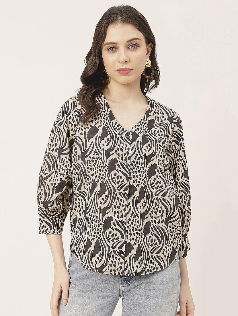 black cotton printed shirt - 20827669 - Zoom Image - 0