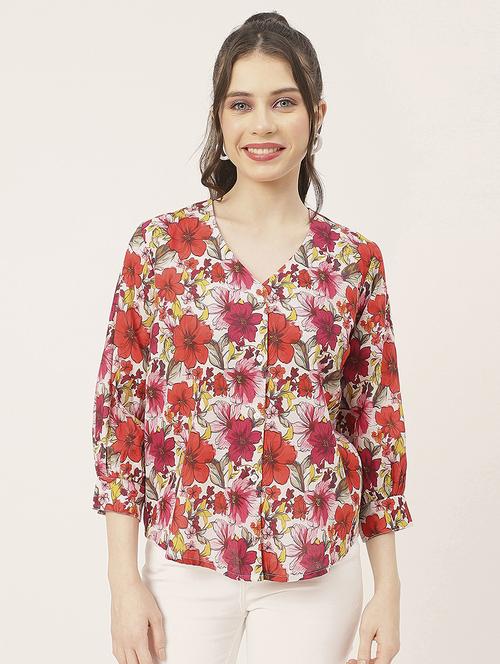 multicolored cotton floral shirt - 20827670 - Standard Image - 0
