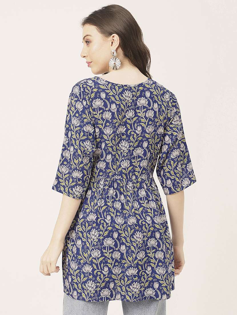 blue floral printed peplum top - 20827741 -  Standard Image - 2