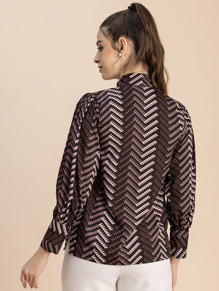 brown printed detailed regular top - 20827746 - Standard Image - 2