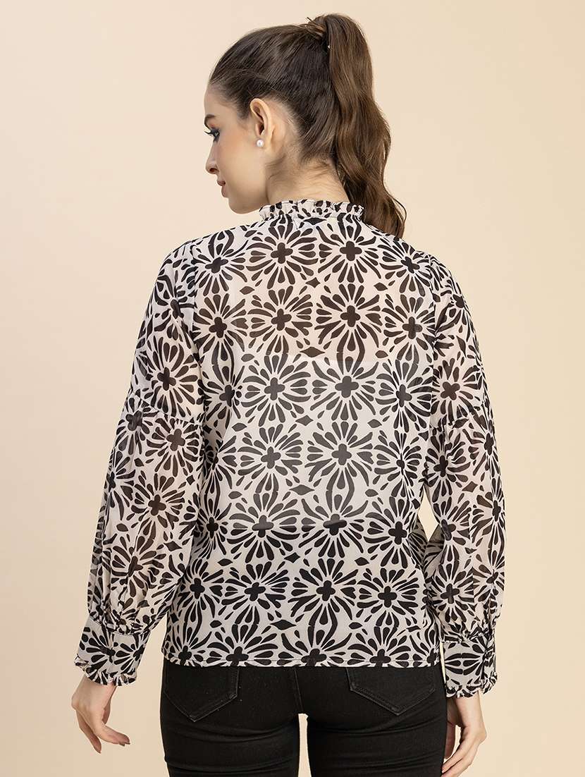 women beige printed regular top - 20827956 -  Standard Image - 2