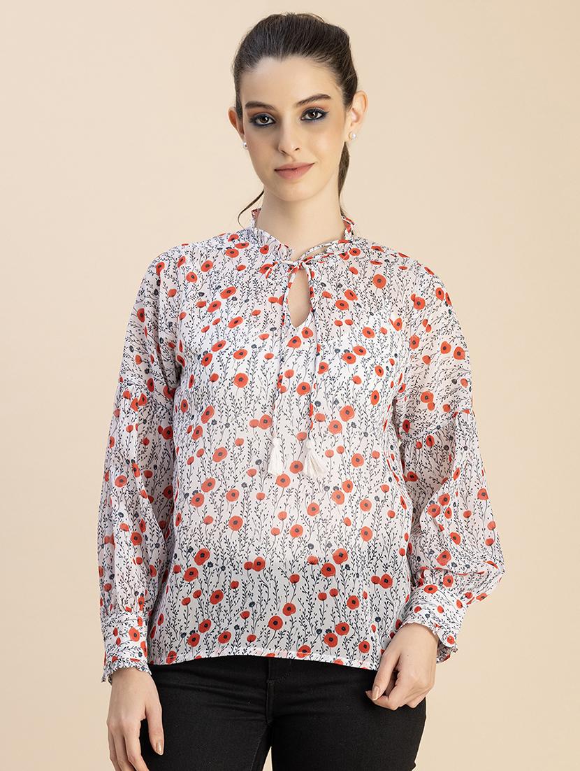 women off-white floral printed regular top - 20827958 - Zoom Image - 0