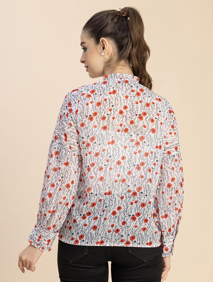 women off-white floral printed regular top - 20827958 - Standard Image - 2