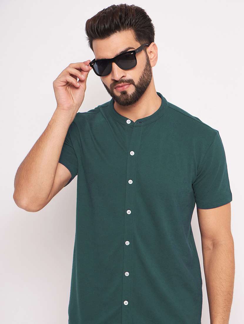 teal cotton blend casual shirt - 20828772 - Standard Image - 2