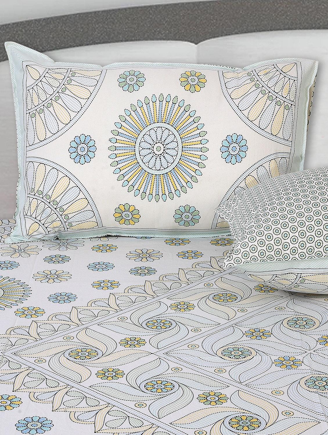 texstylers cotton printed kantha pattern traditional jaipuri queen size bedsheet with 2 pillow covers - 20829792 - Standard Image - 2