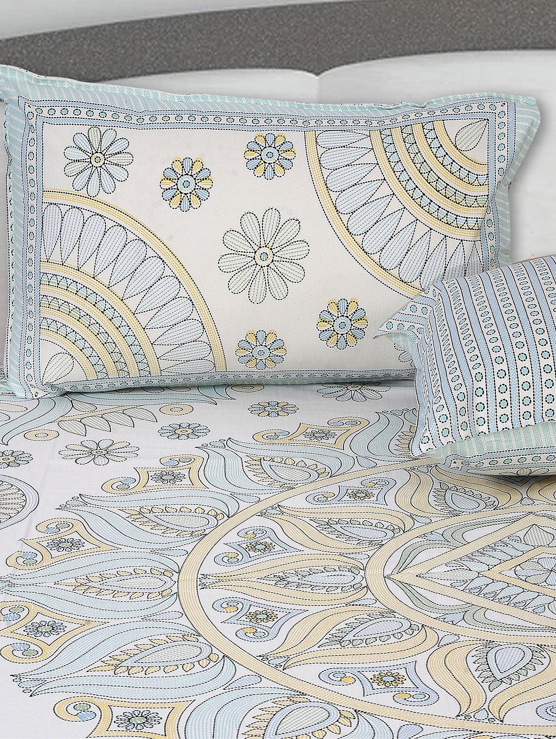 texstylers cotton printed kantha pattern traditional jaipuri queen size bedsheet with 2 pillow covers - 20829802 - Standard Image - 2