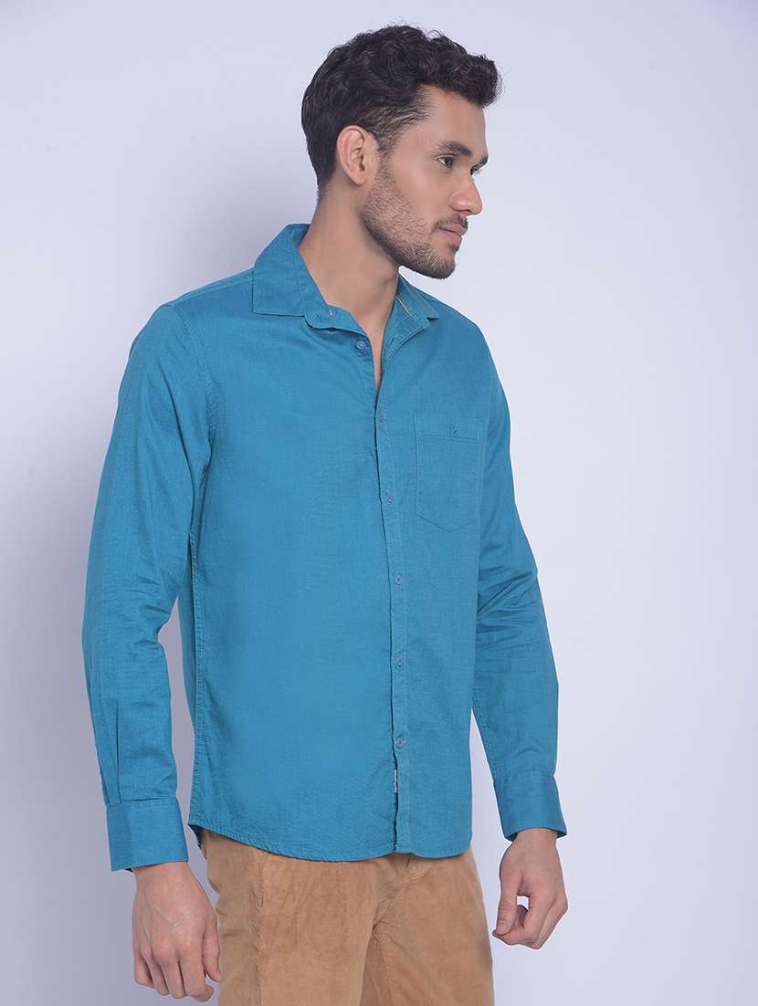 blue cotton casual shirt