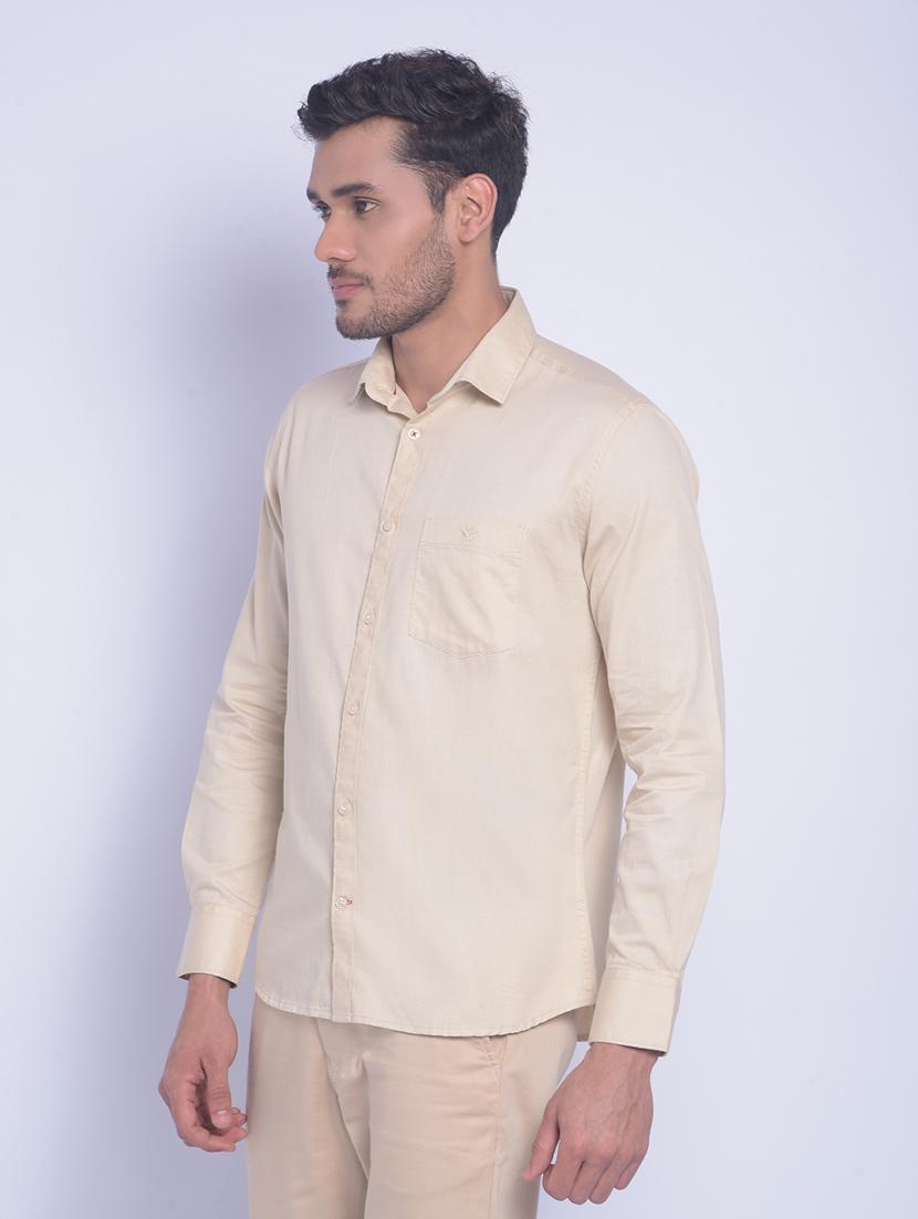 beige cotton casual shirt - 20829848 - Standard Image - 2