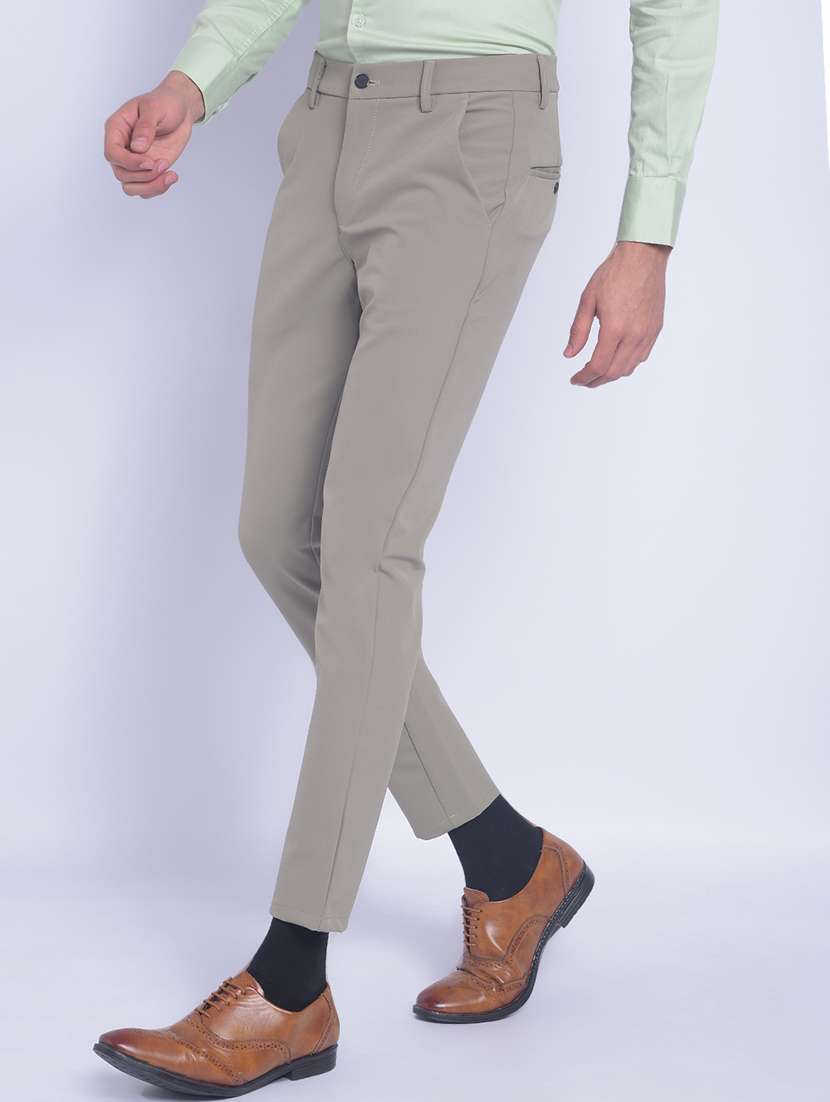 men solid flat front casual trouser - 20829919 - Standard Image - 2