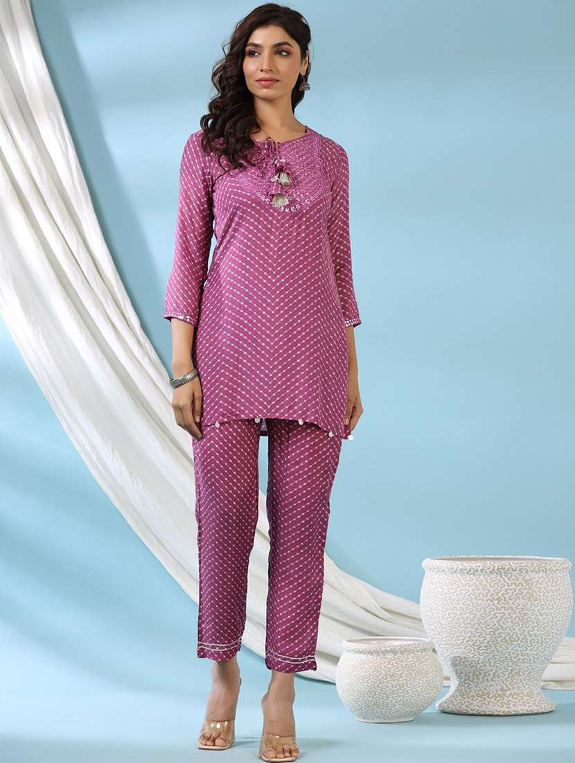 purple silk coord set