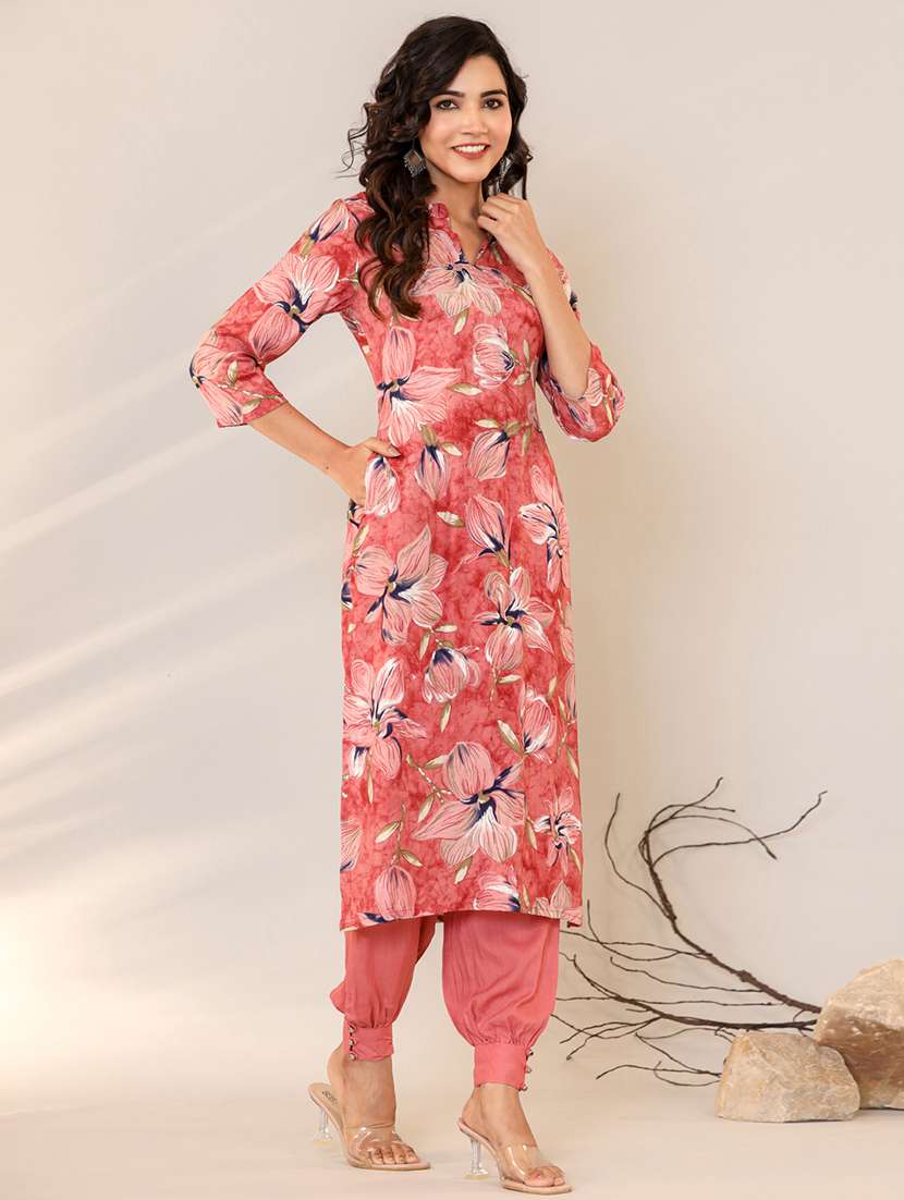 women coral notch neck kurta salwar set - 20829996 -  Standard Image - 2