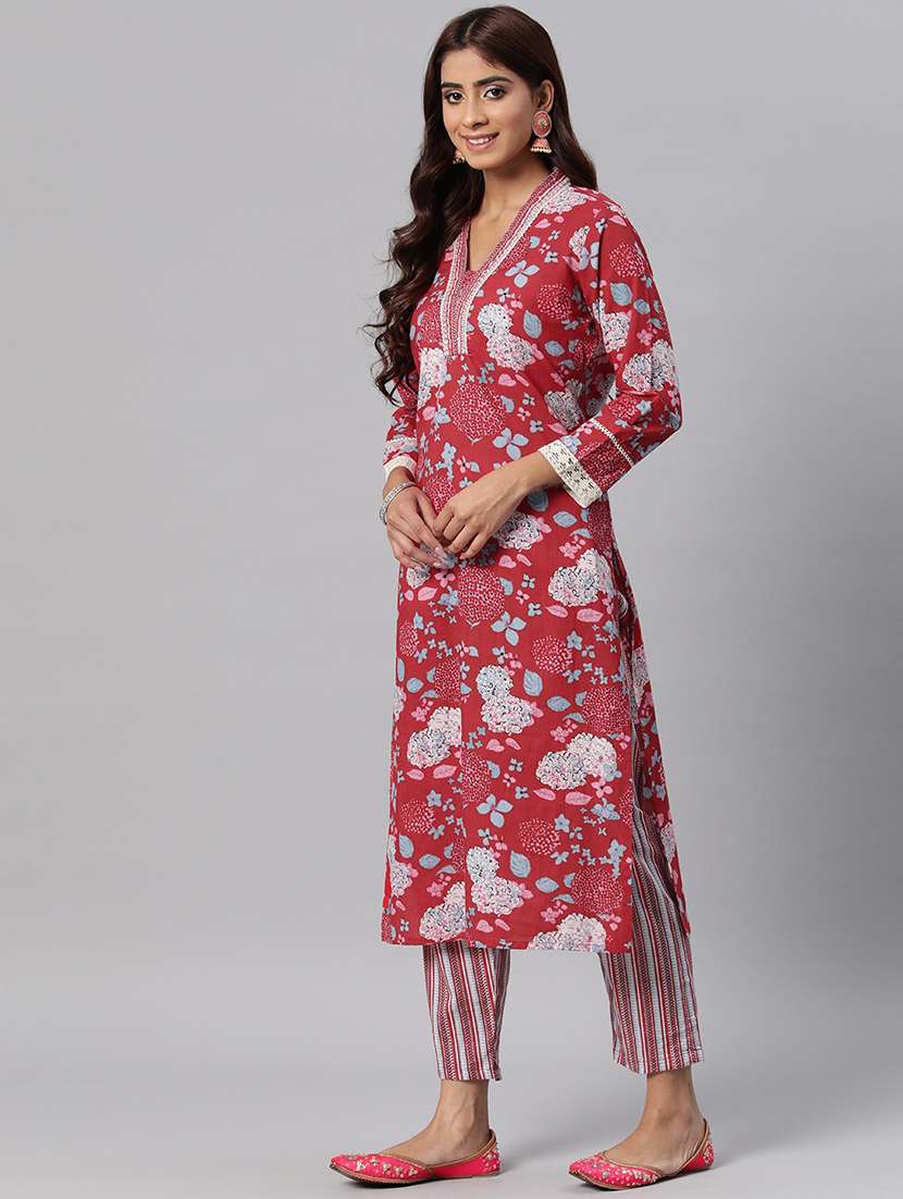 women three quarter sleeve kurta pant with dupatta set - 20830014 -  Standard Image - 2