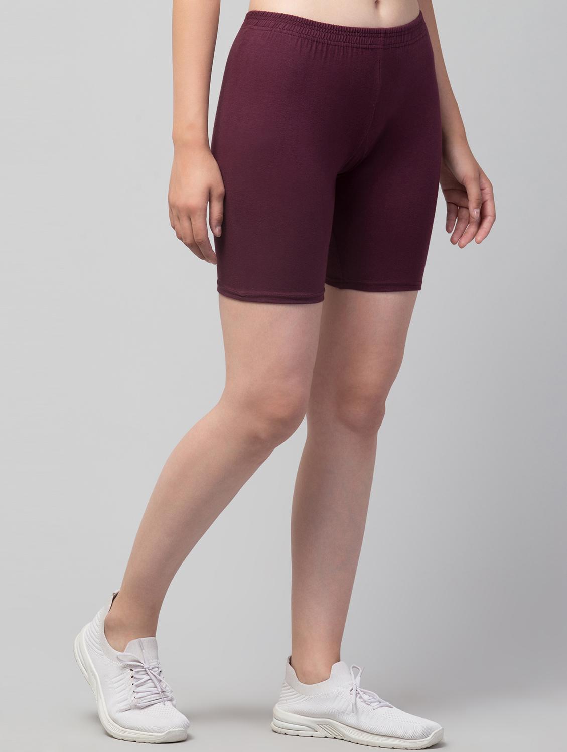 women's solid mid rise active wear shorts - 20830104 - Standard Image - 2