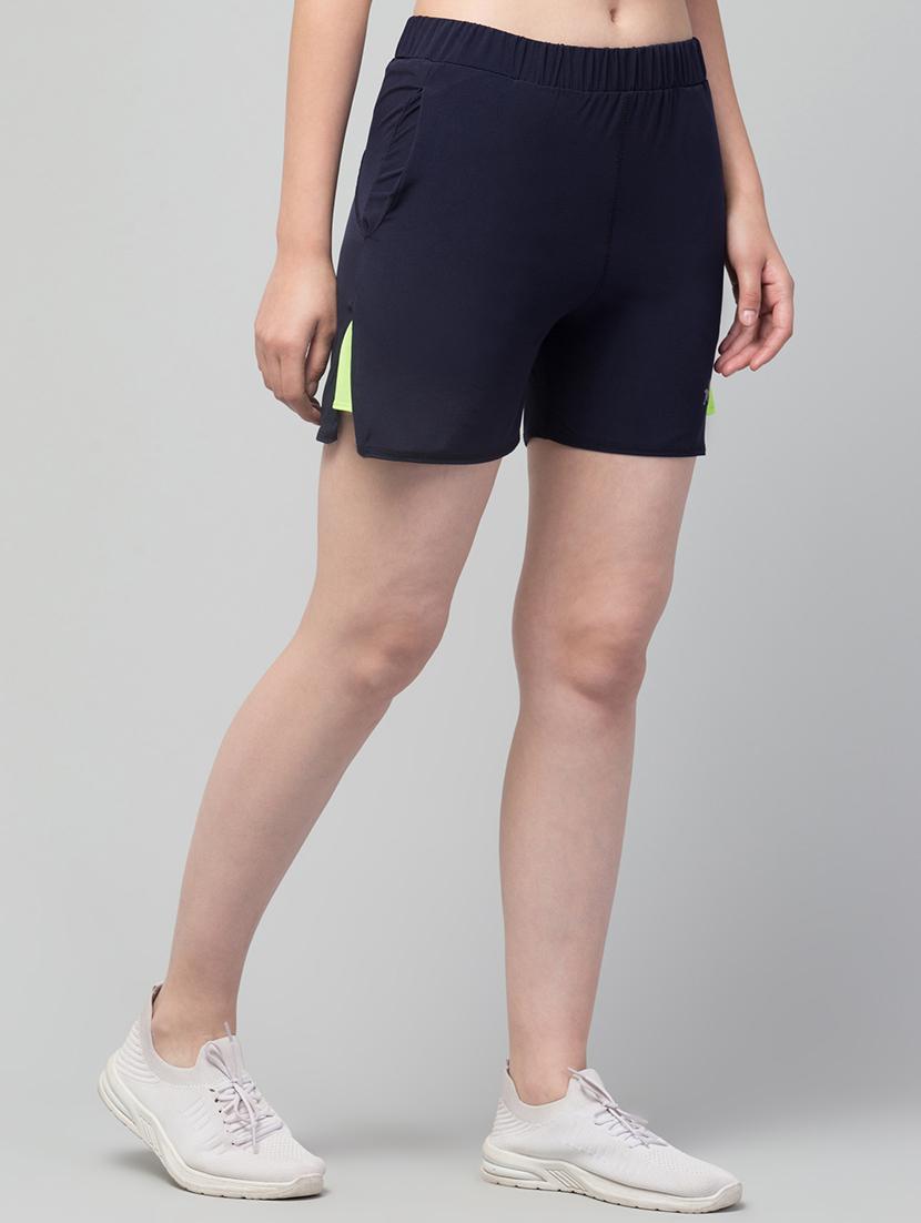 women mid rise color block sports shorts - 20830141 - Standard Image - 2