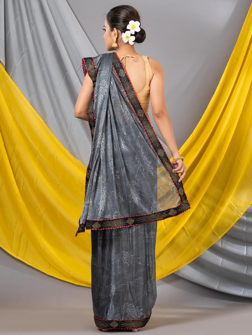 women printed bordered saree with blouse - 20830284 - Standard Image - 2