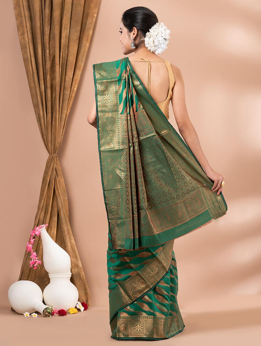 women green self design kanjivaram saree - 20830534 - Standard Image - 2