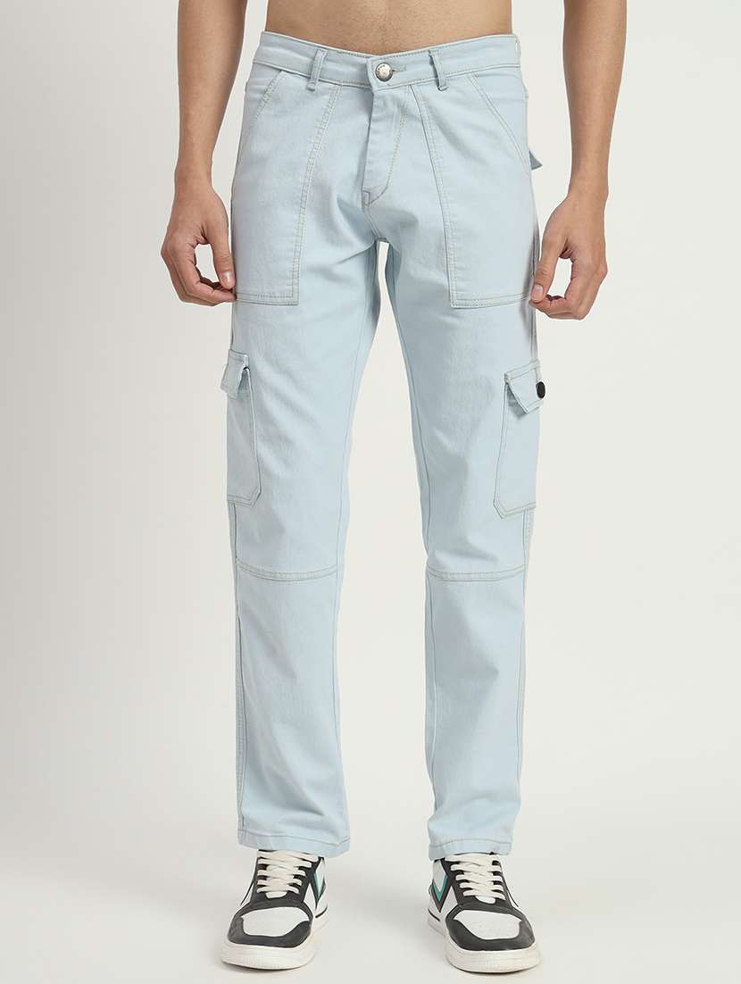 men solid mid rise cargo