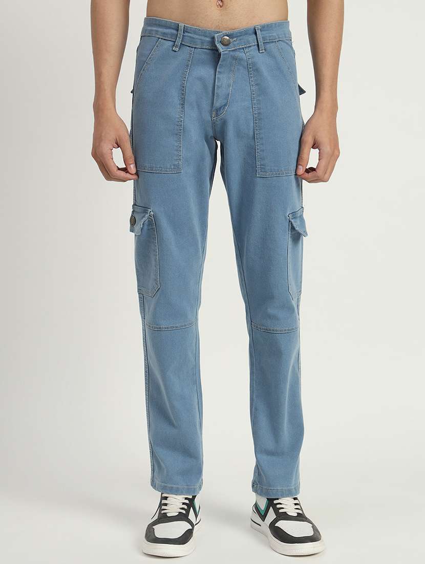 men solid mid rise cargo