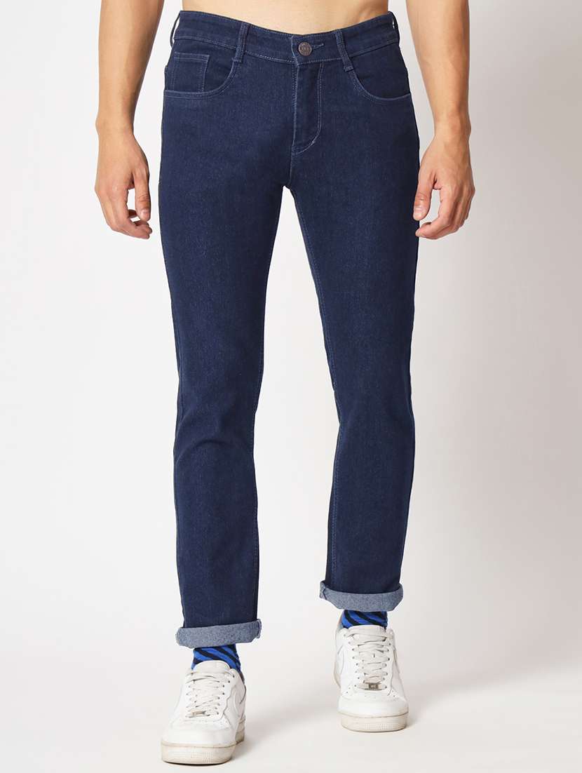 navy blue low rise plain jean