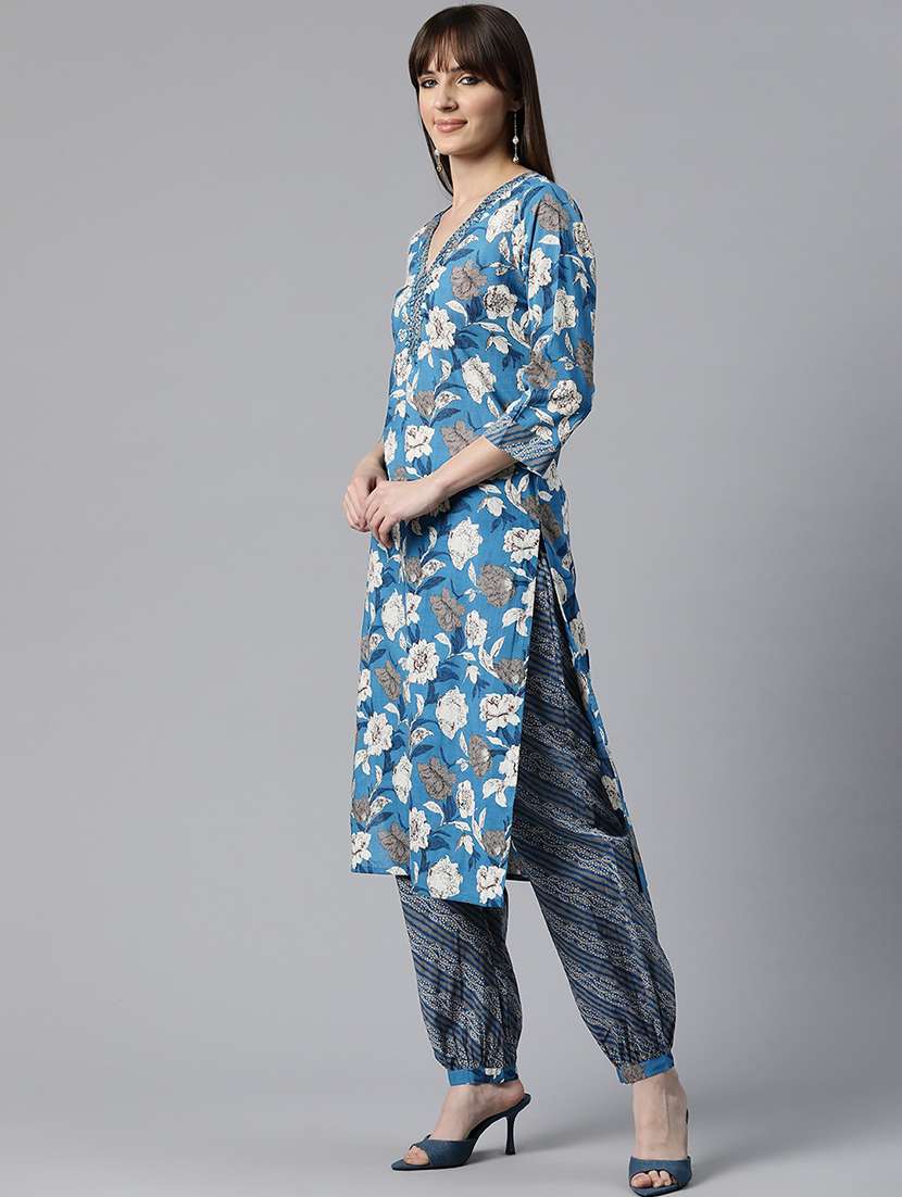 women three quarter sleeve kurta salwar with dupatta set - 20831177 -  Standard Image - 2