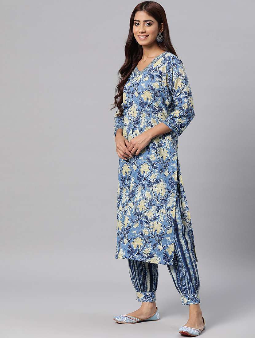 women three quarter sleeve kurta salwar set - 20831197 - Standard Image - 2