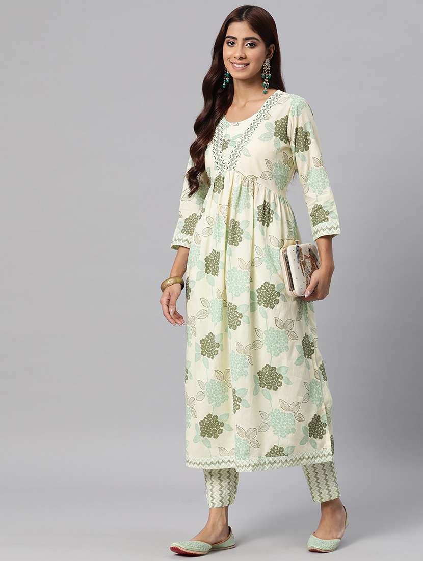 women floral round neck kurta pant set - 20831201 -  Standard Image - 2