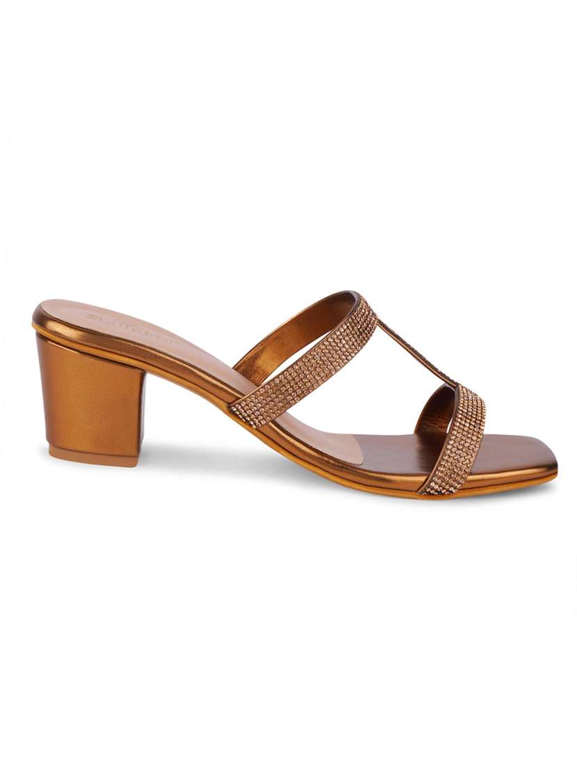 copper pu slip on sandals - 20831287 - Standard Image - 2