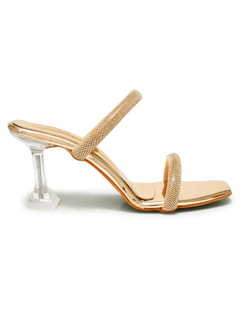 gold slip on heel sandal - 20831313 - Standard Image - 2