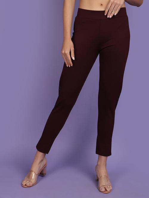 maroon solid jegging - 20831395 - Standard Image - 0