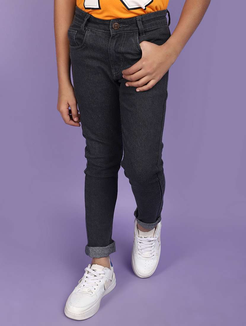 solid grey denim jeans
