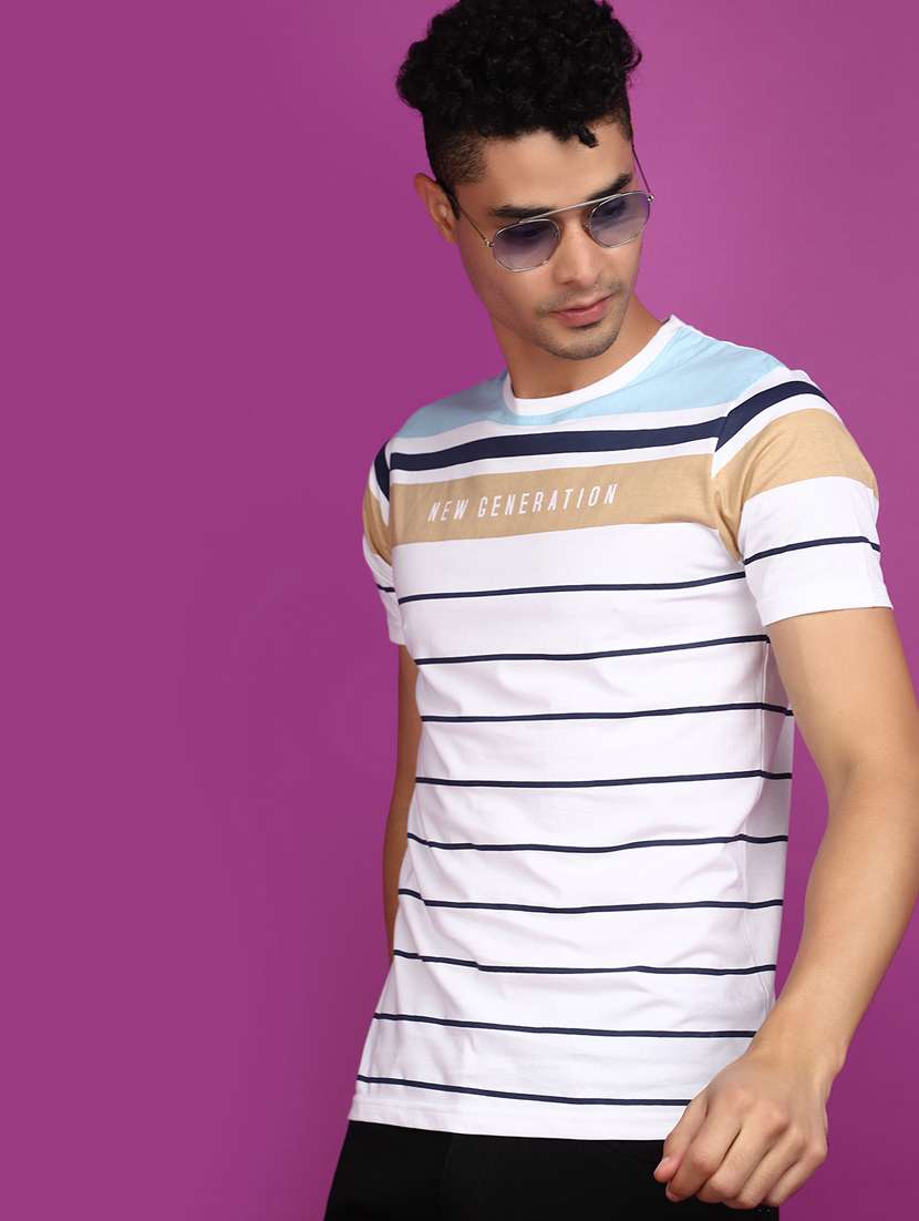 men striped round neck short sleeves t-shirt - 20836585 -  Standard Image - 2
