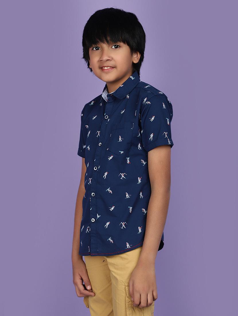 teal cotton printed shirt - 20836664 - Standard Image - 2