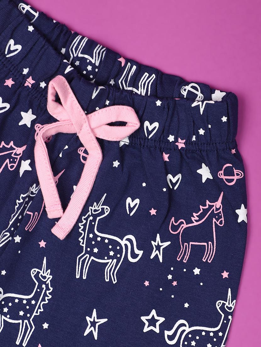 kids pink cotton 3/4th twin set - 20836666 - Standard Image - 2