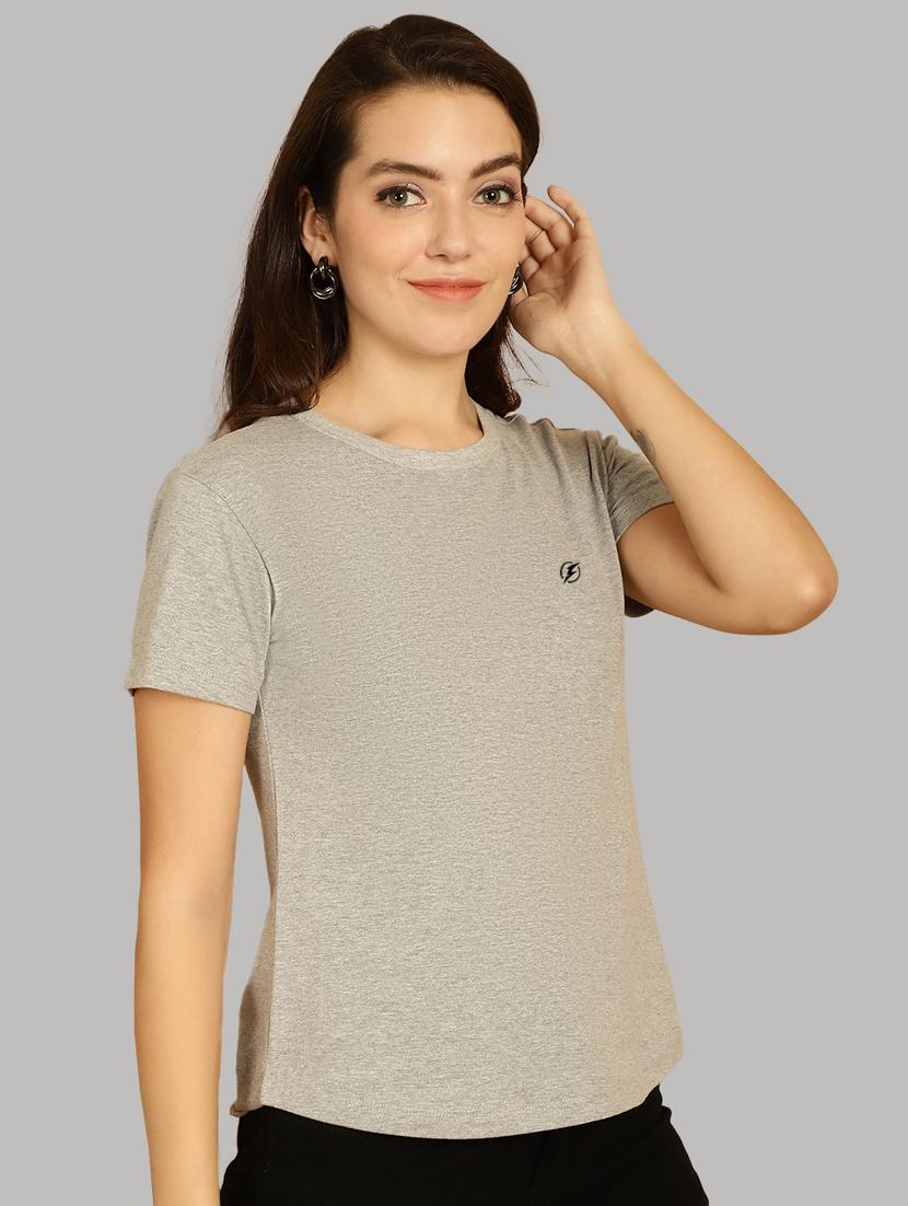 grey cotton solid t-shirt - 20836814 - Standard Image - 2