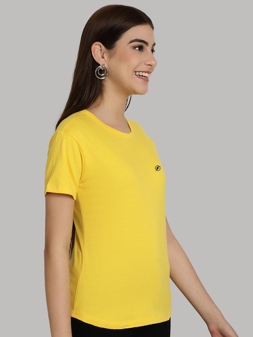 yellow cotton solid t-shirt - 20836824 - Standard Image - 2