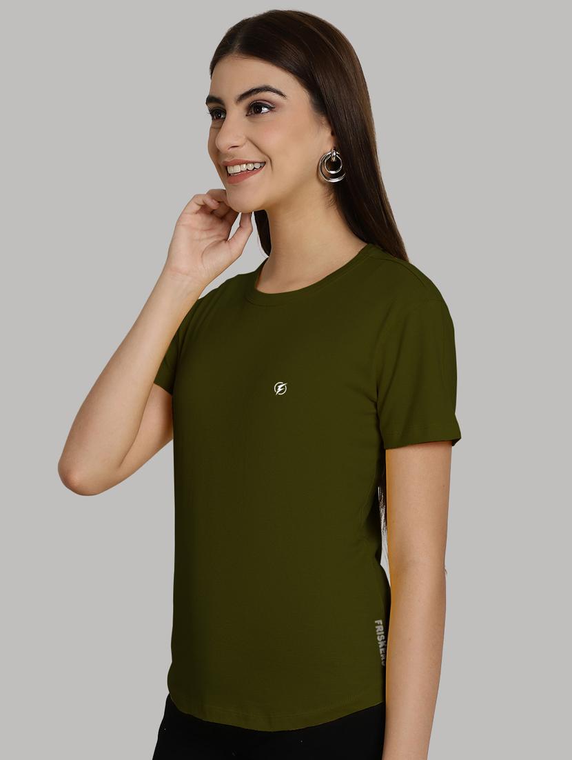 olive cotton solid t-shirt - 20836869 - Standard Image - 2