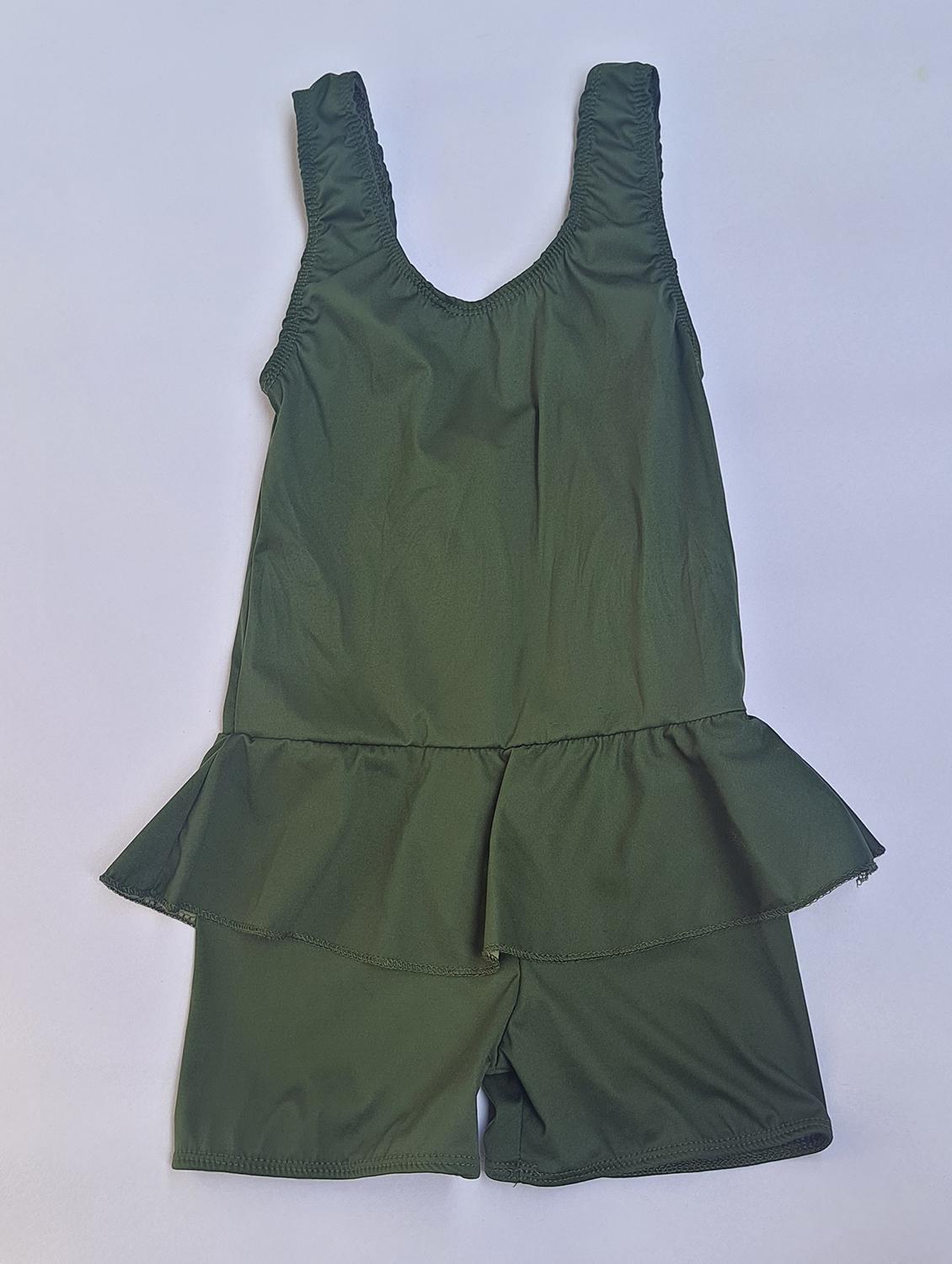kids solid green detailed swimsuit - 20837356 - Standard Image - 2