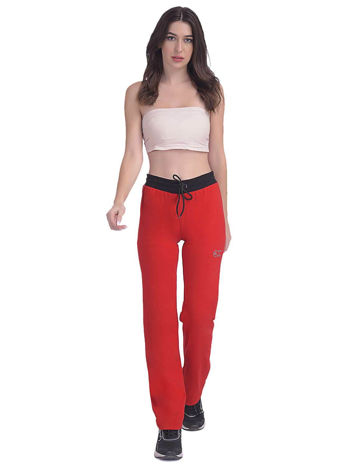solid red cotton blend track pant - 20837644 -  Standard Image - 2
