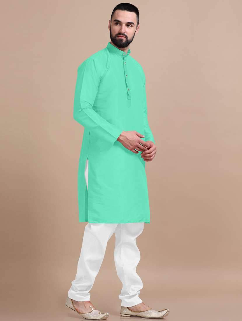 men solid long sleeve kurta pajama set - 20837677 -  Standard Image - 2