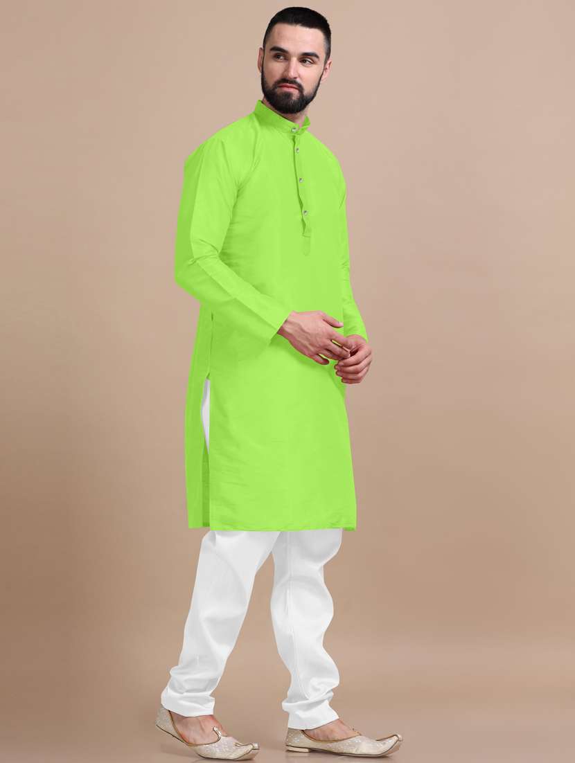 men solid long sleeve kurta pajama set - 20837683 -  Standard Image - 2