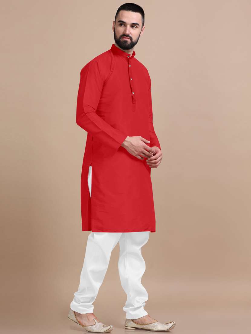 men solid long sleeve kurta pajama set - 20837686 -  Standard Image - 2
