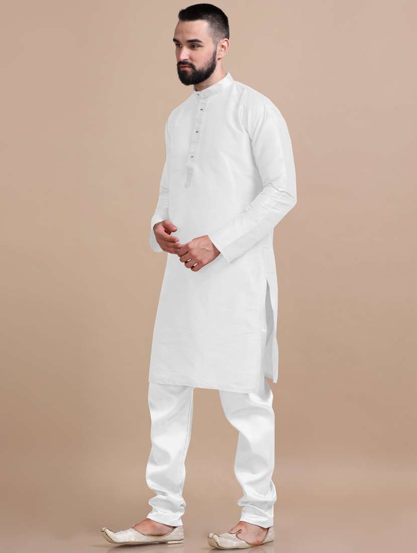 men solid long sleeve kurta pajama set - 20837687 - Standard Image - 2